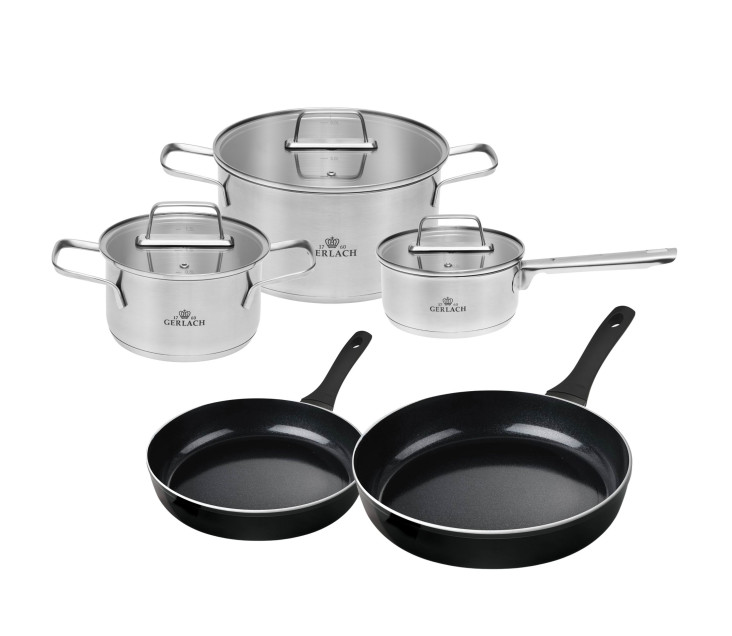 AMBIENTE 6-piece cookware set + 2x HARMONY CLASSIC frying pans 24/28cm with ceramic coating