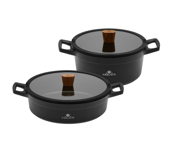 Set of 2 NATUR aluminum pots with ceramic coating 24/28cm