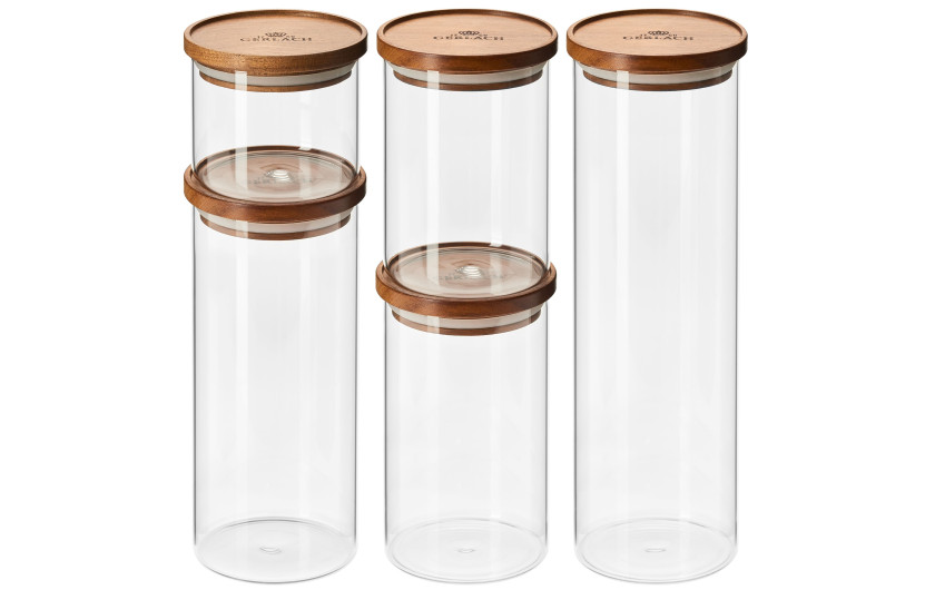 Set of 5 glass hermetic containers "Country".