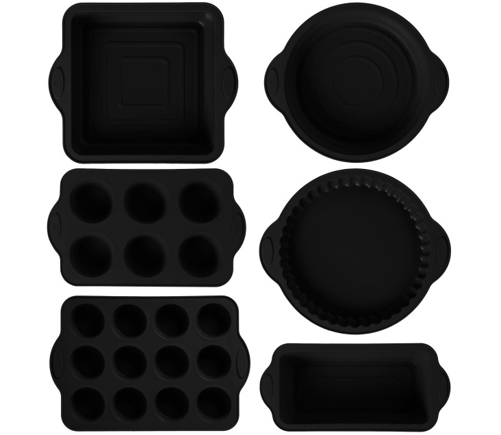 Set of 6-piece SMART BLACK silicone baking molds