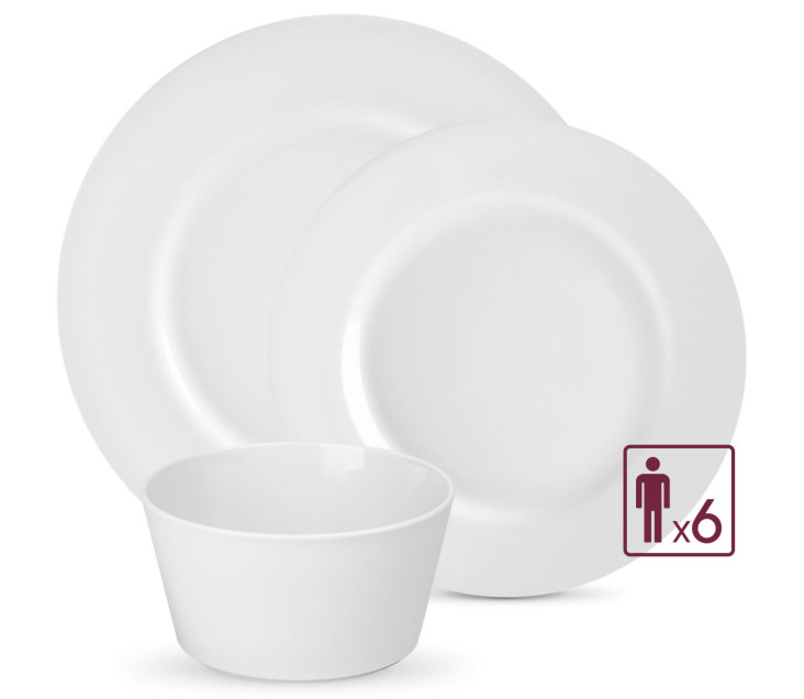 MODERN 18-piece dinner plate set for 6 people.