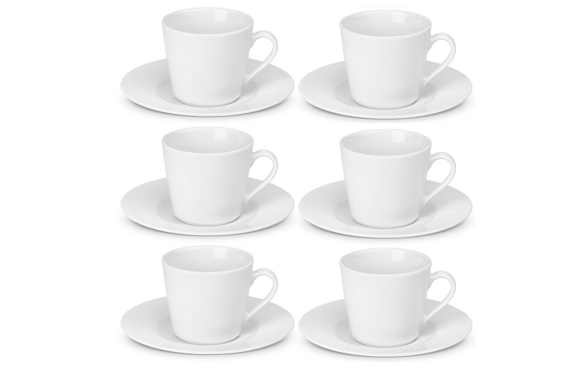 MODERN Set of 12 cups with saucers, for 6 people.