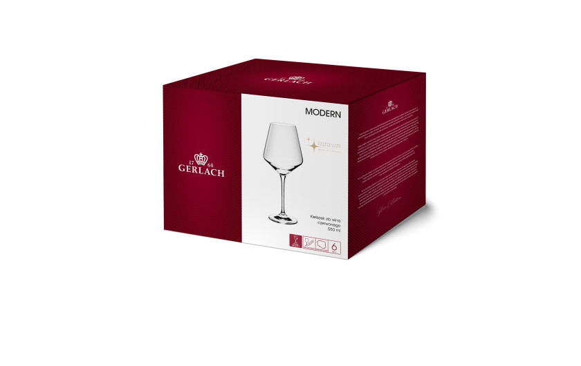 MODERN Red Wine Glasses 6 el