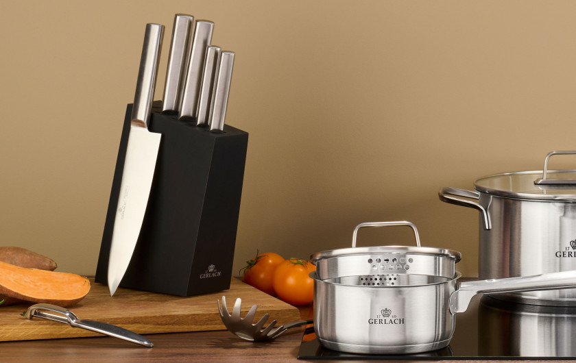 10-piece cookware set FIRST + knife set AMBIENTE