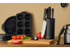Set of knives in the SMART BLACK block + SMART Mini sharpener + NATUR oak cutting board 30x24 cm Set of knives in the SMART BLACK block + SMART Mini sharpener + NATUR oak cutting board 30x24 cm