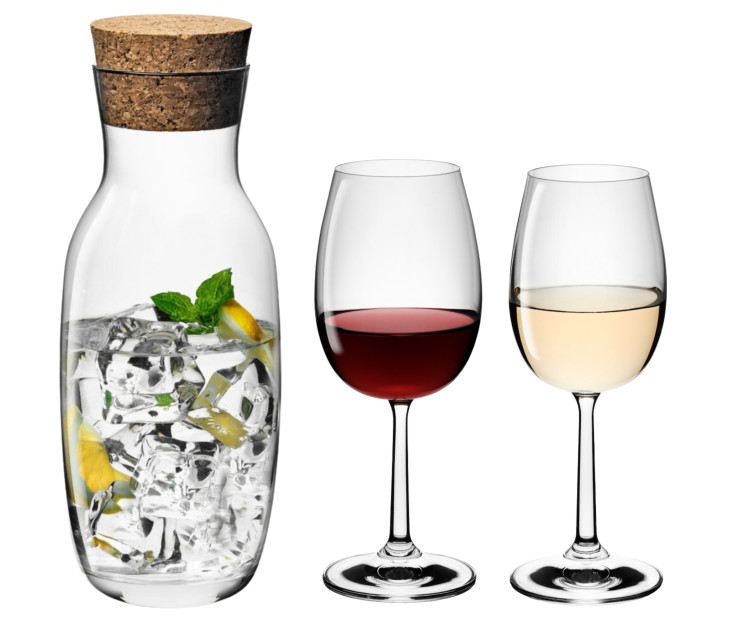 FLOW set of white and red wine glasses + carafe for 6 people