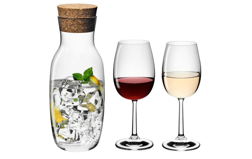 FLOW set of white and red wine glasses + carafe for 6 people