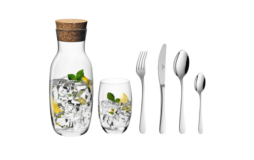 FLOW cutlery set + glasses + carafe for 6 people