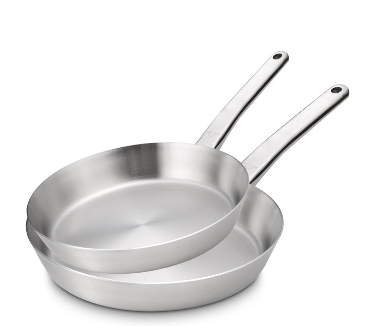 Set of 2 Prestige stainless steel frying pans 24/28 cm