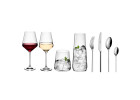 MODERN carafe + set of glasses for white and red wine + glasses + cutlery set for 6 people