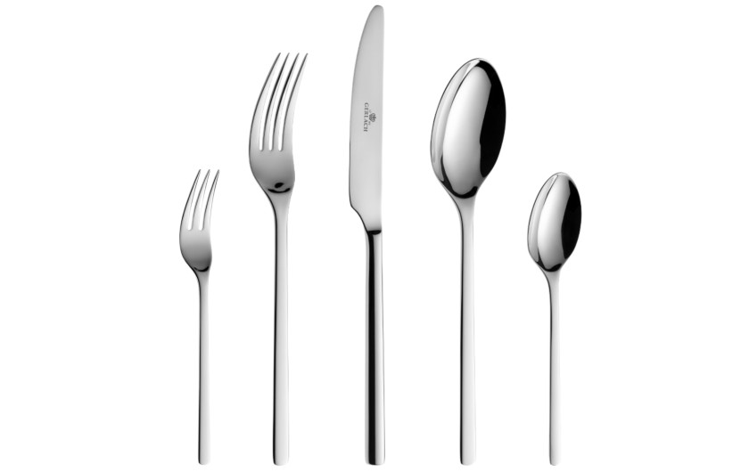 MODERN cutlery set 24 pcs. + cake forks 6 pcs. + red wine glasses 6 pcs.