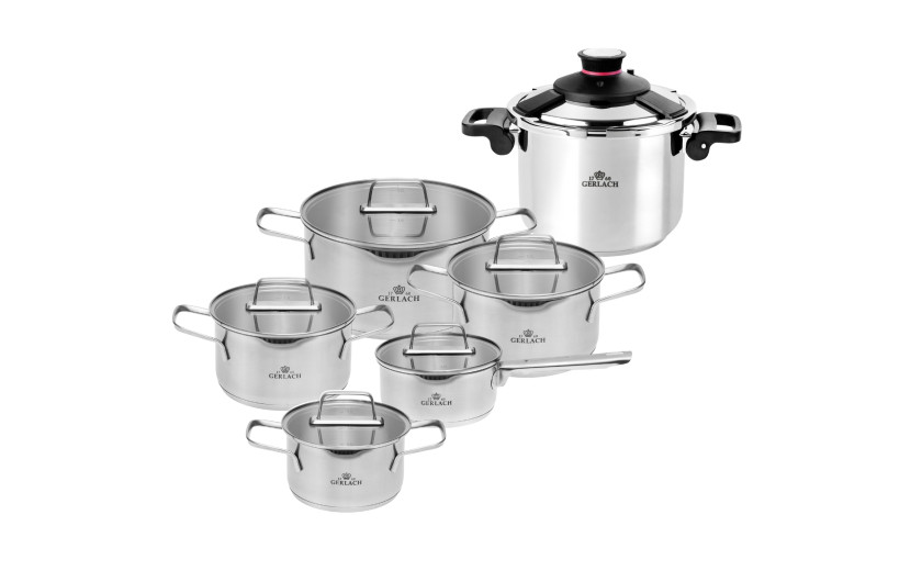 10-piece pot set AMBIENTE + 6L pressure cooker AMBIENTE