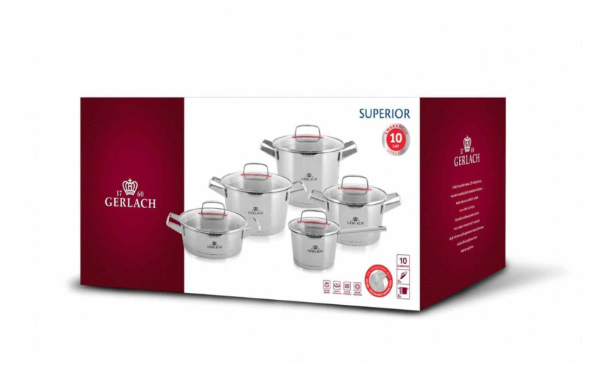 10-piece pot set SUPERIOR + 6L pressure cooker AMBIENTE