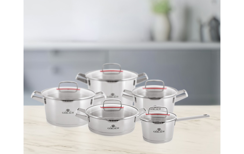 10-piece pot set SUPERIOR + 6L pressure cooker AMBIENTE