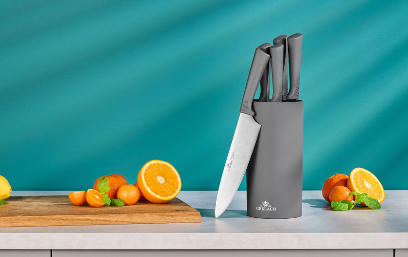 Knife set in SMART GREY block