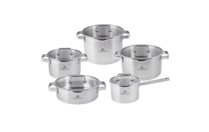 Prestige Plus 10-piece pot set + deep frying pan Contrast Procoat 24cm