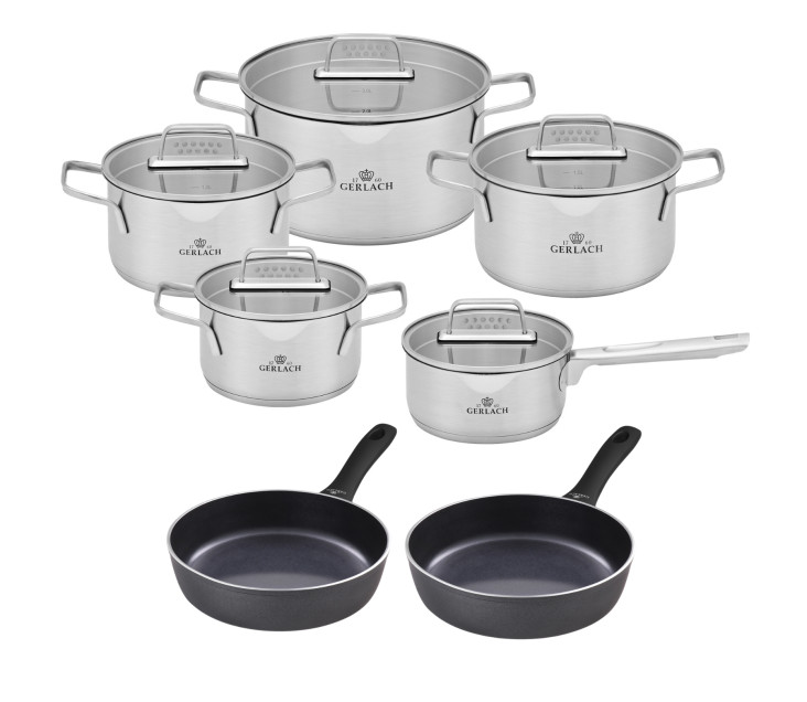 Ambiente pot set 10 pcs. + 2x deep frying pan Contrast Procoat 24/28cm