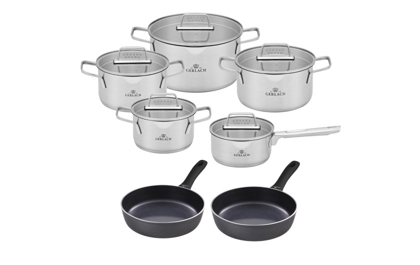 Ambiente pot set 10 pcs. + 2x deep frying pan Contrast Procoat 24/28cm