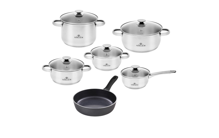 First 10-piece pot set + 24cm deep frying pan Contrast Procoat