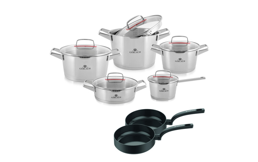 Superior pot set 10 pcs + 2x WINGS frying pans 26/28cm