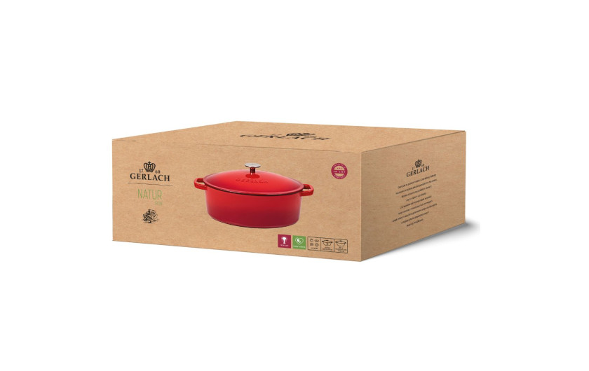 Cast iron roasting pan 5.5 l NATUR IRON red gradient