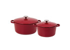 Set of 2 burgundy cast iron pots 3 and 5 l NATUR IRON Set of 2 burgundy cast iron pots 3 and 5 l NATUR IRON