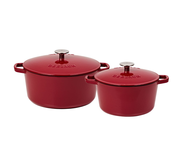 Set of 2 burgundy cast iron pots 3 and 5 l NATUR IRON