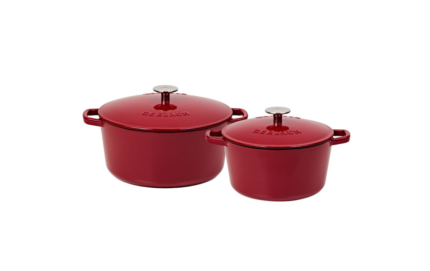 Set of 2 burgundy cast iron pots 3 and 5 l NATUR IRON