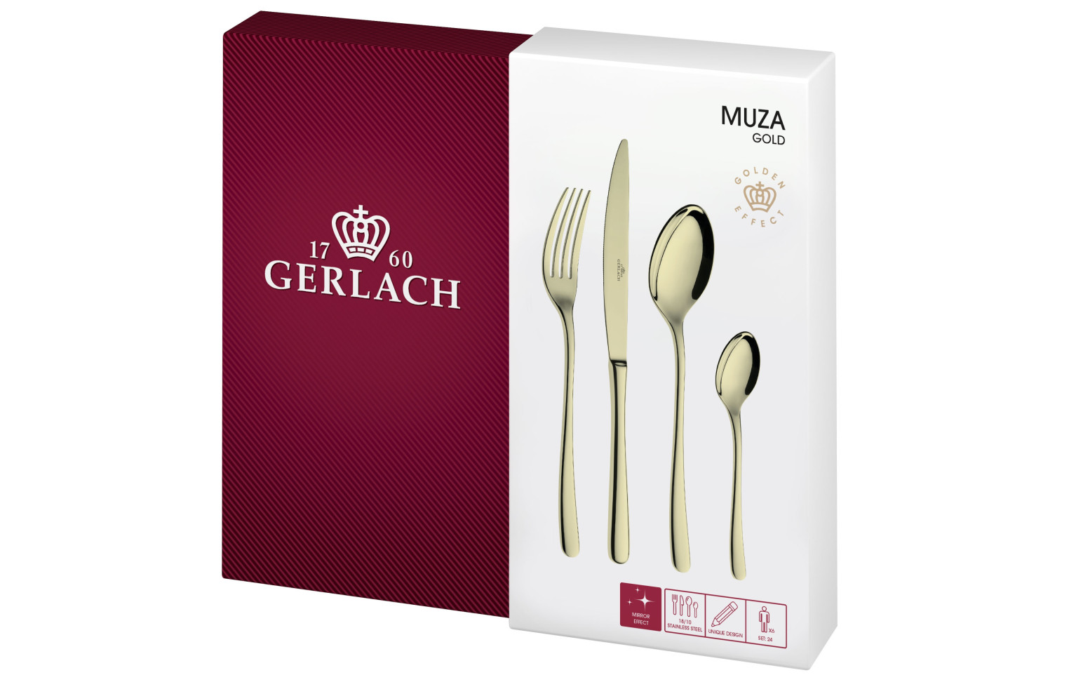 24-Piece Cutlery Set MUZA GOLD Polished Finish