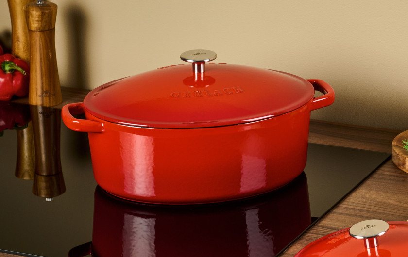 Cast iron roasting pan 5.5 l NATUR IRON red gradient