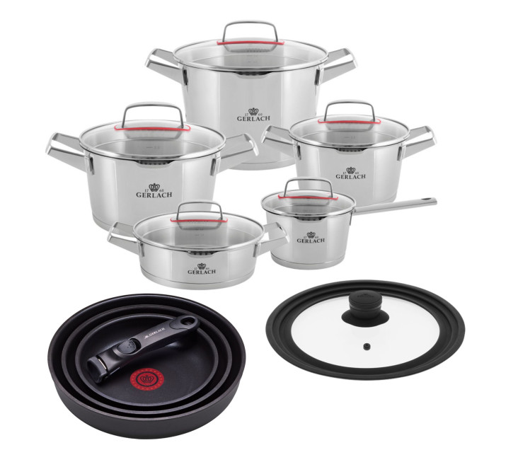 Set of 10 pots SUPERIOR + Set of pans SMART THERMOCOAT 20/24/28 cm + Universal lid SMART