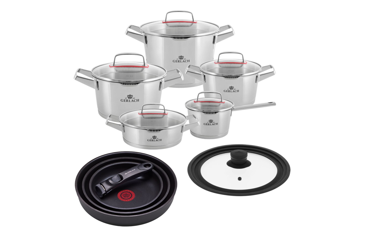 Set of 10 pots SUPERIOR + Set of pans SMART THERMOCOAT 20/24/28 cm + Universal lid SMART