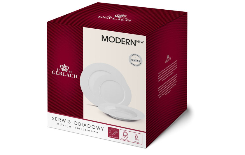 18-Piece Dinner Set MODERN NEW WHITE for 6 People