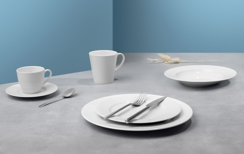 18-Piece Dinner Set MODERN NEW WHITE for 6 People
