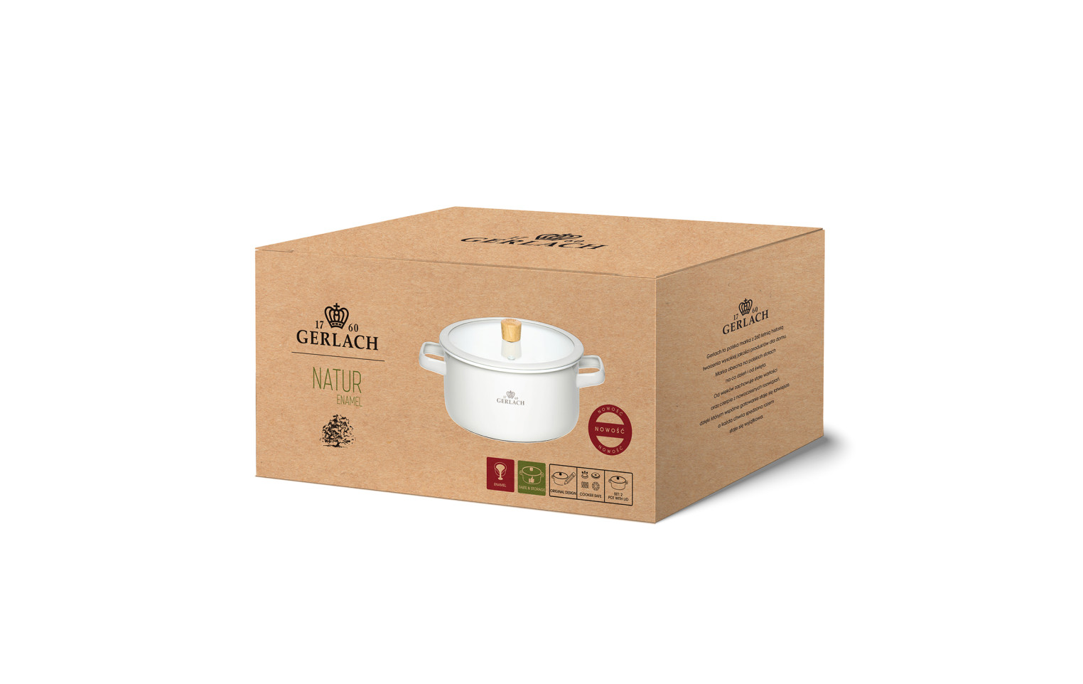 Enamel pot NATUR ENAMEL white 20 cm 3 L