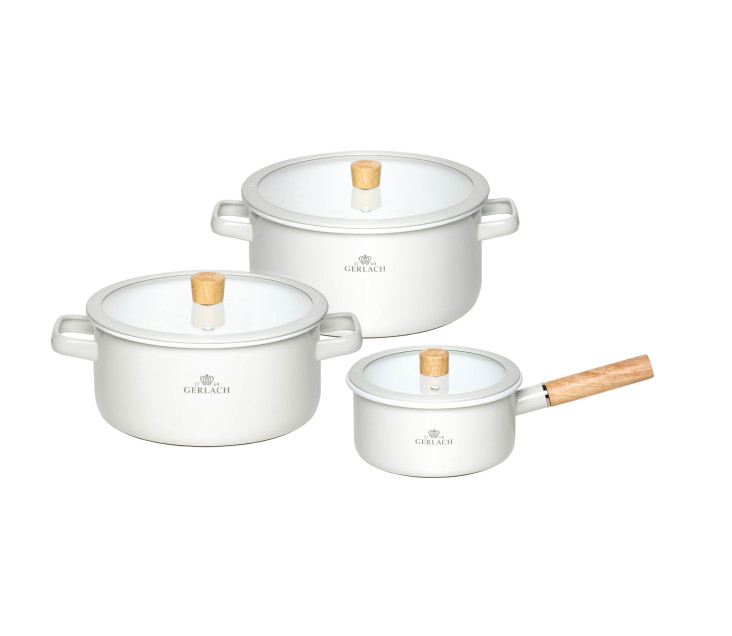 Enamel cookware set NATUR ENAMEL white 6 pcs