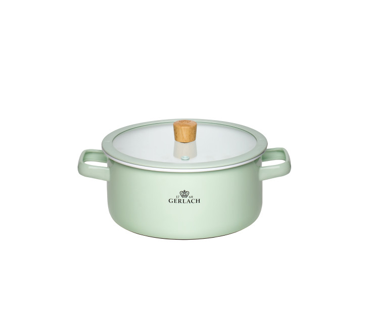 Enamel pot NATUR ENAMEL pastel green 20 cm 3 L
