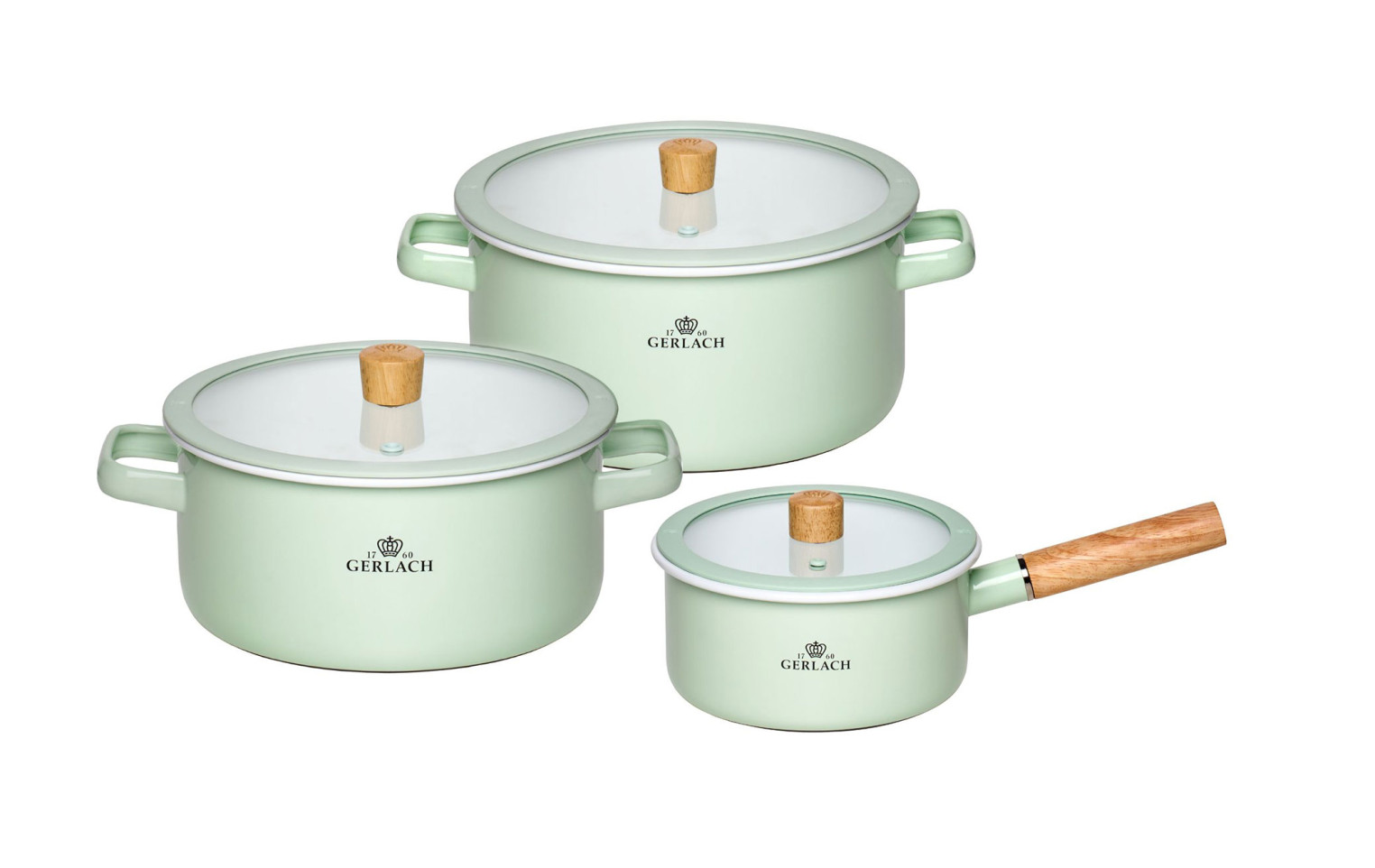 Enamel cookware set NATUR ENAMEL pastel green 6 pcs Enamel cookware set NATUR ENAMEL pastel green 6 pcs
