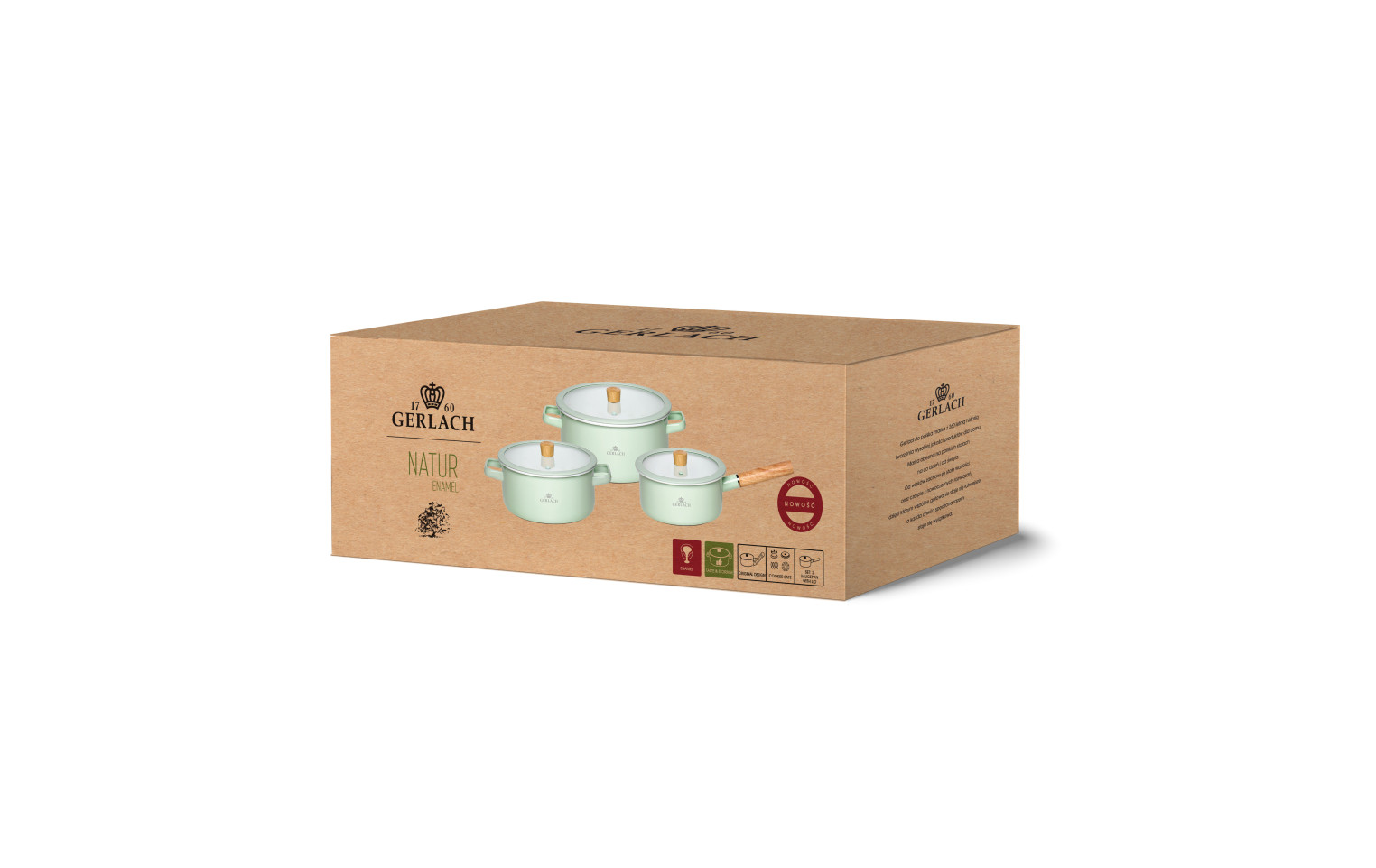 Enamel cookware set NATUR ENAMEL pastel green 6 pcs Enamel cookware set NATUR ENAMEL pastel green 6 pcs