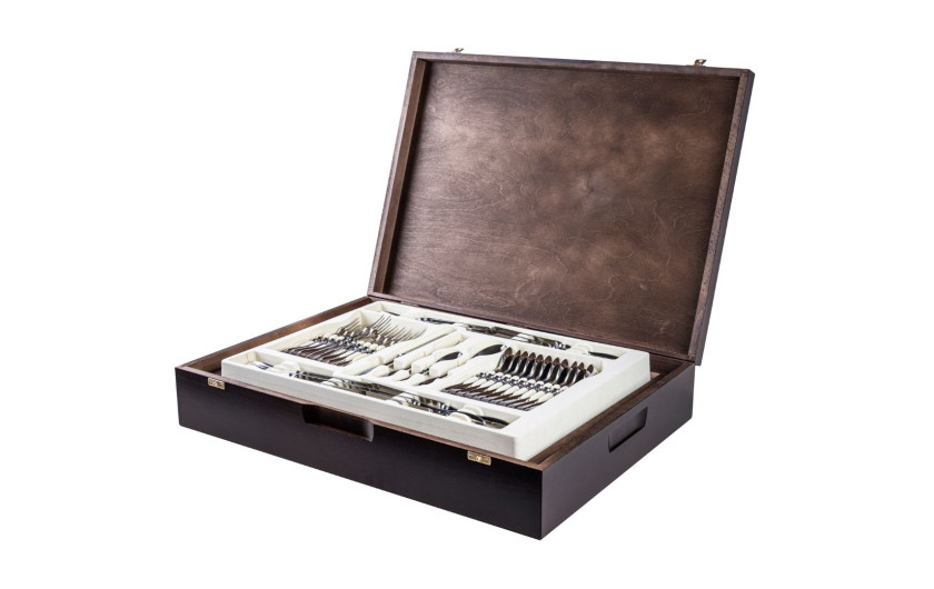 68-Piece Cutlery Set RETRO Polished Finish + Wooden Cutlery Chest