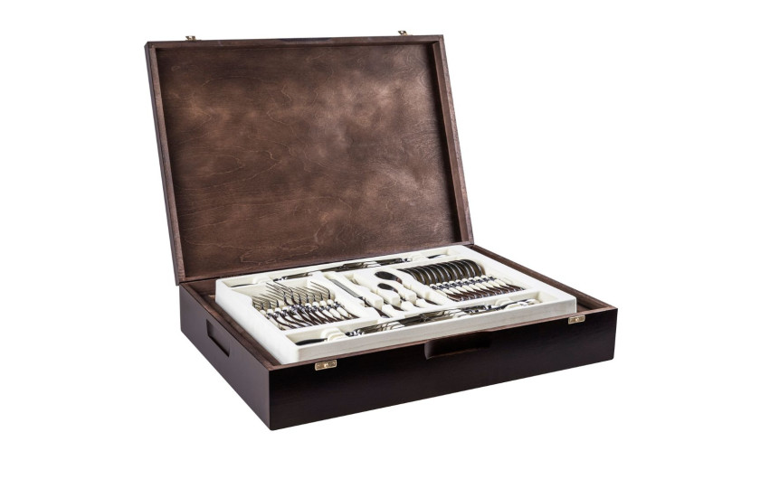 Set of cutlery in a wooden box 68 pcs. gloss RETRO Set of cutlery in a wooden box 68 pcs. gloss RETRO