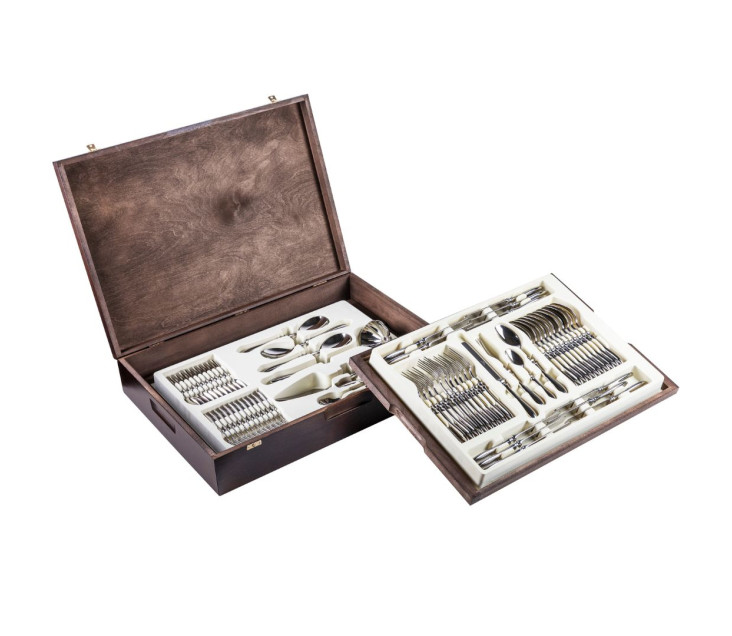 Set of cutlery in a wooden box 68 pcs. gloss RETRO