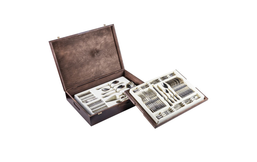68-Piece Cutlery Set RETRO Polished Finish + Wooden Cutlery Chest