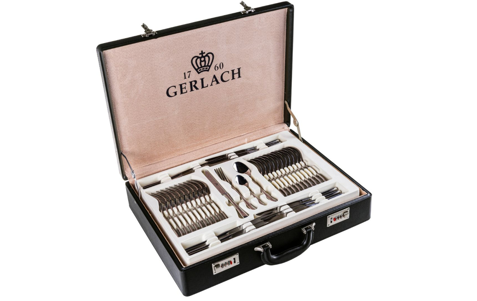 Set of 68 MUZA polished cutlery pieces + suitcase