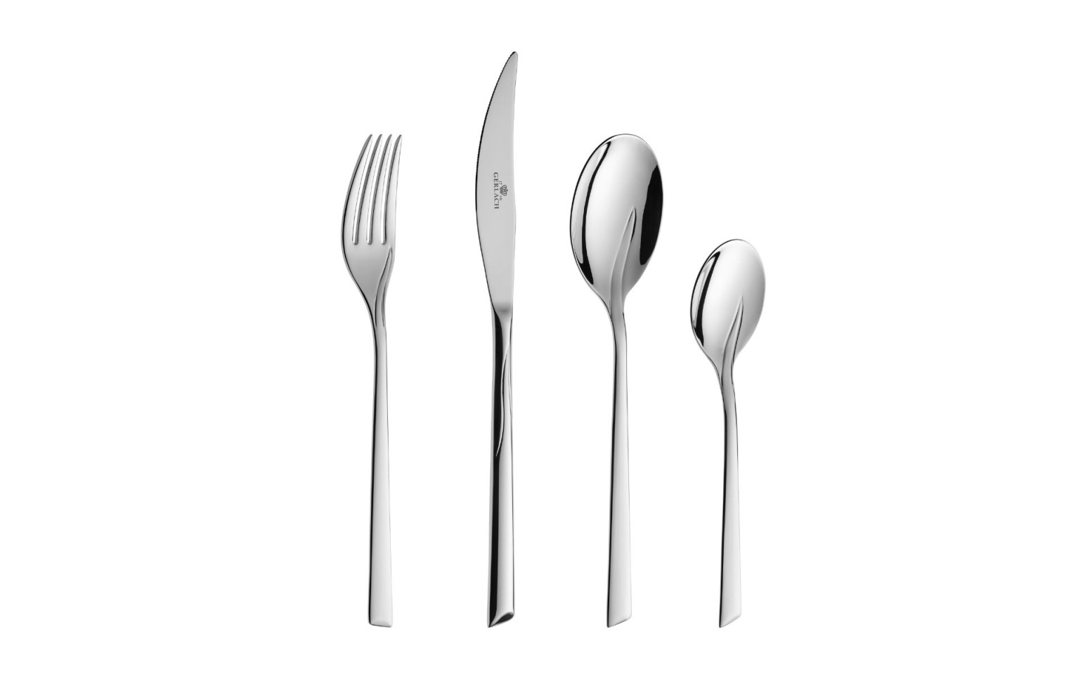 Set of 24 polished FLAMES cutlery pieces.