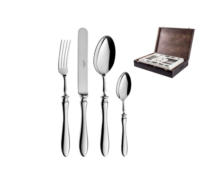 68-Piece Cutlery Set RETRO Polished Finish + Wooden Cutlery Chest