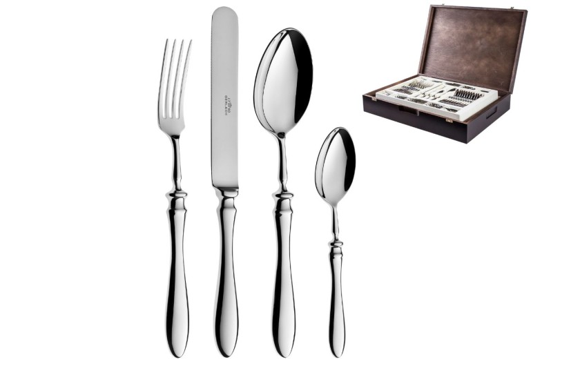 68-Piece Cutlery Set RETRO Polished Finish + Wooden Cutlery Chest