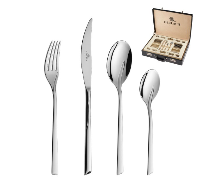 68-Piece Cutlery Set FLAMES Polished Finish + Cutlery Canteen