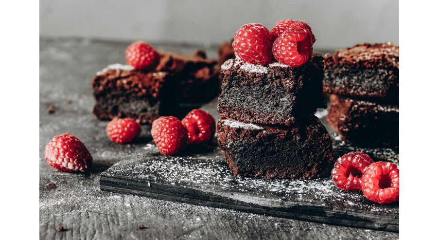 Recipe for brownie with raspberries