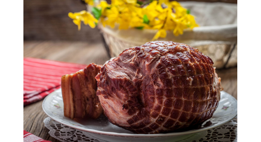Recipe for smoked ham with green beans and baked potatoes